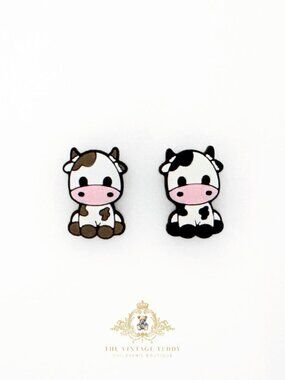 Cute Kids Shoes Charms for Crocs Style Clogs Little Girls & Boys Cows Set of 2